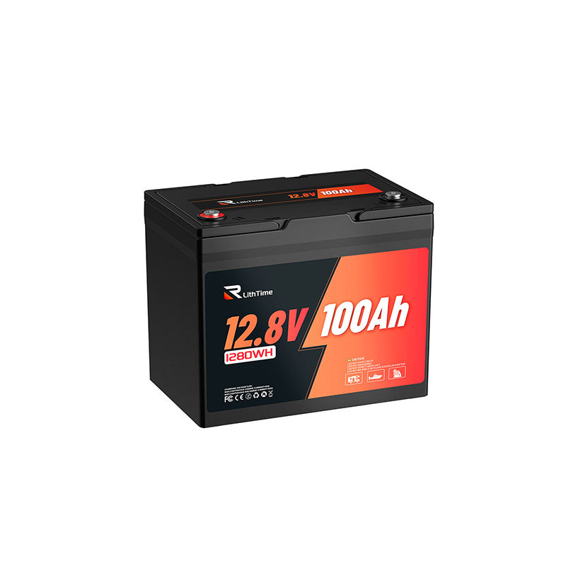 RVLithTime 12V 100AH LiFePO4 Lithium Battery For Marine, RV