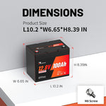 12V 100AH LiFePO4 battery Dimensions