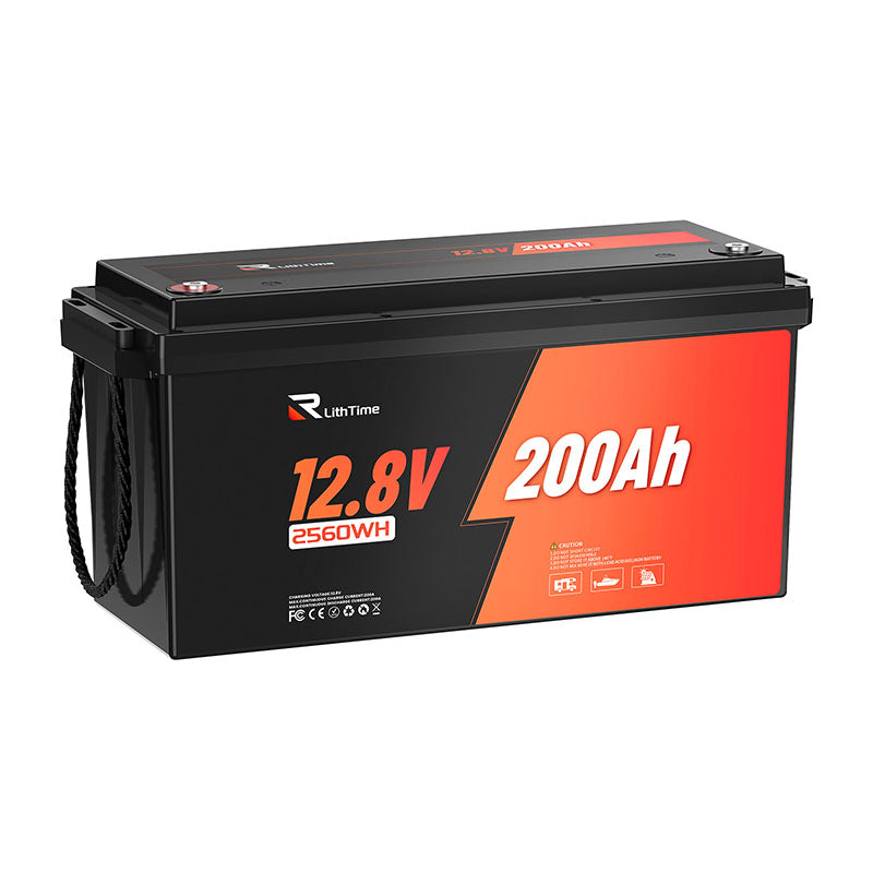 RVLithTime 12V 200Ah LiFePO4 Lithium Battery For Marine, RV