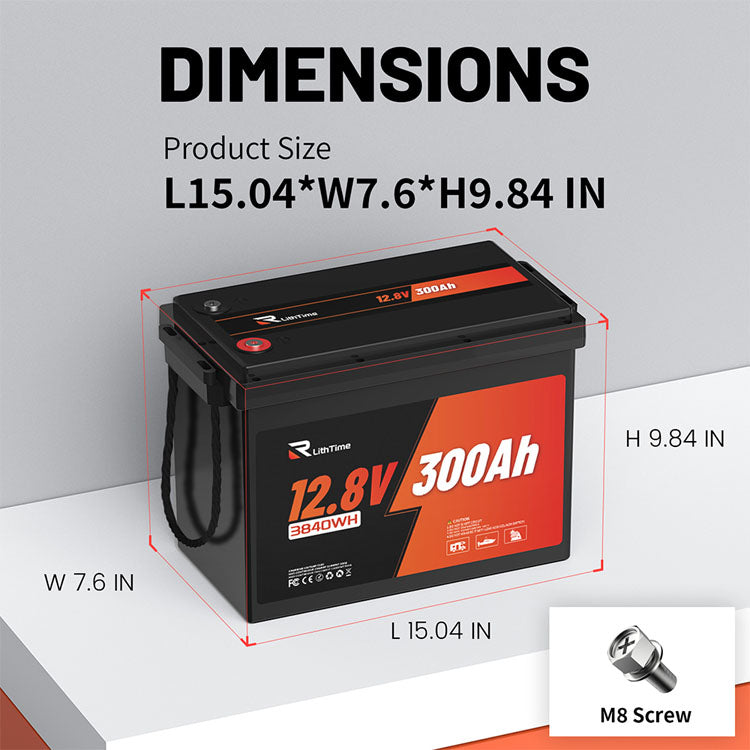12V 300AH RV Battery Mini Dimensions