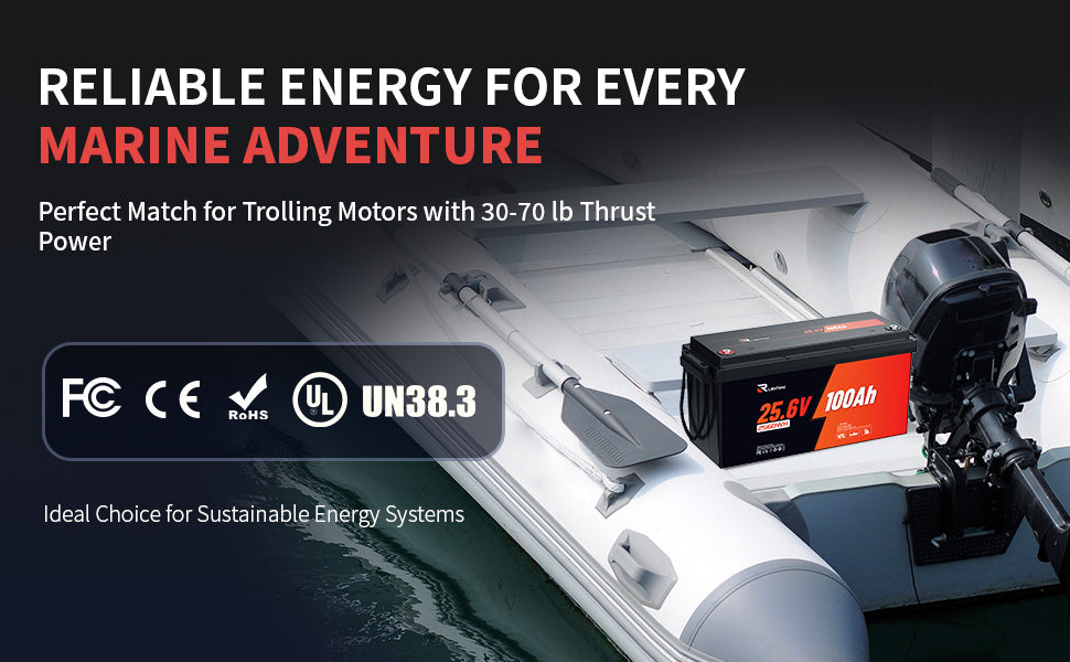 24V 100AH LifePO4 Lithium Battery Reliable Energy for every marine adventure
