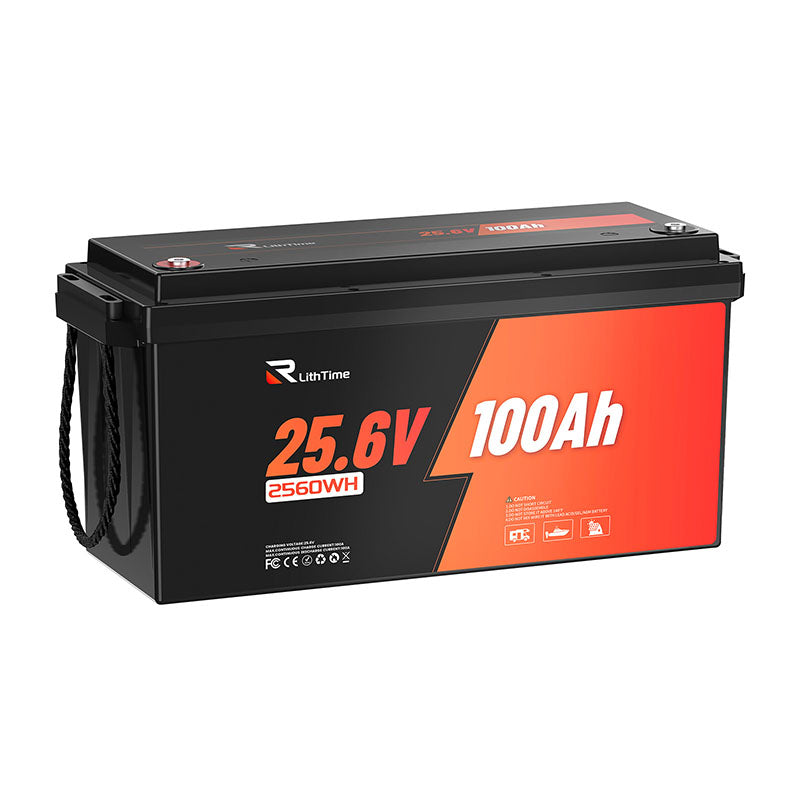RVLithTime 24V 100Ah LiFePO4 Lithium Battery For Marine, RV