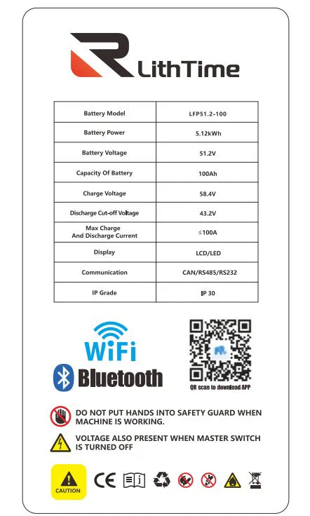 51.2V 100Ah server rack LiFePO4 battery Bluetooth APP